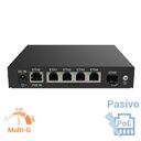 Tachyon Networks TNS-100 Switch PoE Pasivo 160 W, 5 puertos RJ45 2,5 Giga, Slot SFP+ 10 Giga, gestionable SNMP, sobremesa o carril DIN